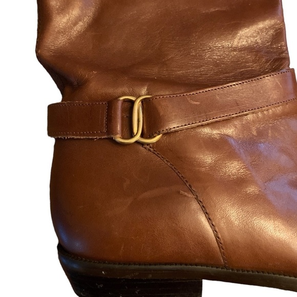 Etienne Aigner Shelby Chestnut Brown Leather Classic Riding Boots Size 6 M - Picture 8 of 15